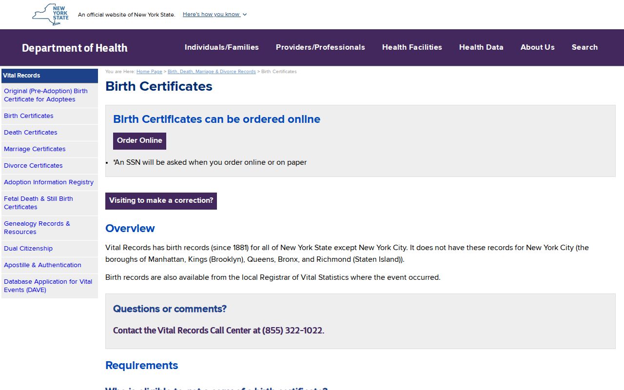 Niskayuna residents directory birth record application guidance